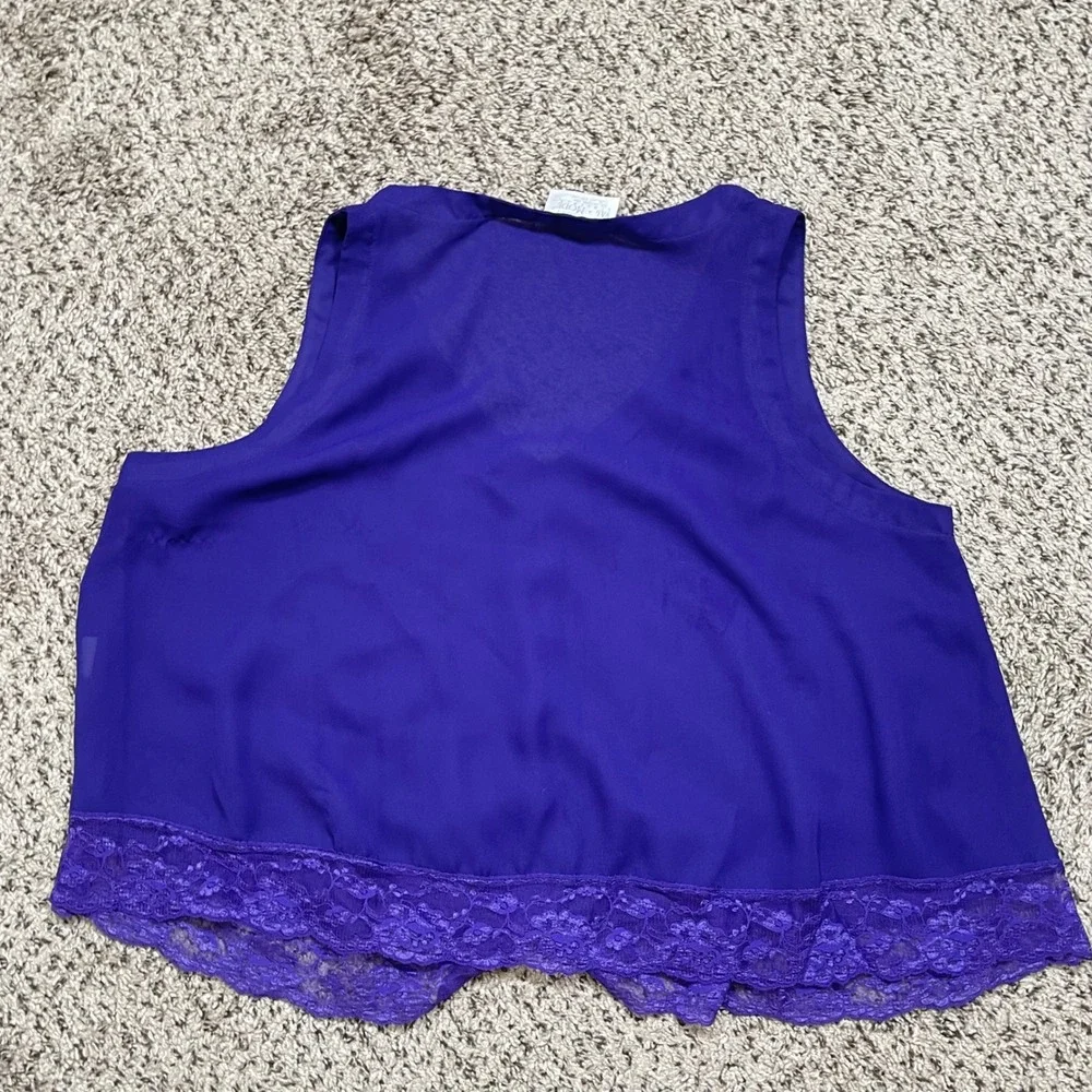 Vintage Val Mode Lingerie Pajama Shorts Set Women L Purple‎ Lace Trim Coquette